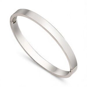 18K Gold Plated Titanium Steel Bangle Bracelet 8mm Silver